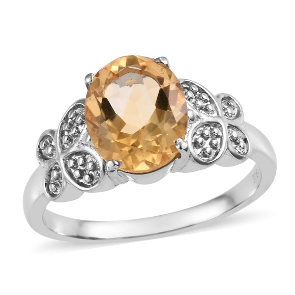 HOST PICK ✅ 3.25 Carat Citrine Gemstone Butterfly Ring in Stainless Steel - Picture 2 of 5